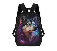 sinyumoney 17inch Cosmic Wolf Portrait-16 Sac À Dos Scolaire Imprimé 3D Pour Enfants, Sac D'école Tendance Et Décontracté Pour Garçons, Élèves Du Primaire Et Du Collège
