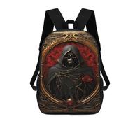sinyumoney 17inch Dark Reaper with Red Rose Sac À Dos Scolaire Imprimé 3D Pour Enfants, Sac D'école Tendance Et Décontracté Pour Garçons, Élèves Du Primaire Et Du Collège