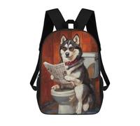 sinyumoney 17inch Dog Reading Newspaper on Toilet-64 Sac À Dos Scolaire Imprimé 3D Pour Enfants, Sac D'école Tendance Et Décontracté Pour Garçons, Élèves Du Primaire Et Du Collège