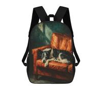 sinyumoney 17inch Dog Resting on Armchair Sac À Dos Scolaire Imprimé 3D Pour Enfants, Sac D'école Tendance Et Décontracté Pour Garçons, Élèves Du Primaire Et Du Collège
