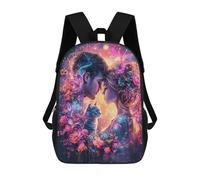 sinyumoney 17inch Fantasy Lovers with Cat Sac À Dos Scolaire Imprimé 3D Pour Enfants, Sac D'école Tendance Et Décontracté Pour Garçons, Élèves Du Primaire Et Du Collège