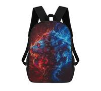 sinyumoney 17inch Fire & Ice Lion Artwork -1 Sac À Dos Scolaire Imprimé 3D Pour Enfants, Sac D'école Tendance Et Décontracté Pour Garçons, Élèves Du Primaire Et Du Collège
