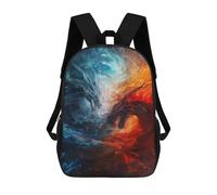 sinyumoney 17inch Fire Vs. Ice Dragons Artwork Sac À Dos Scolaire Imprimé 3D Pour Enfants, Sac D'école Tendance Et Décontracté Pour Garçons, Élèves Du Primaire Et Du Collège