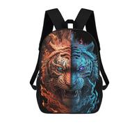 sinyumoney 17inch Fire Vs. Ice Tiger Art Print Sac À Dos Scolaire Imprimé 3D Pour Enfants, Sac D'école Tendance Et Décontracté Pour Garçons, Élèves Du Primaire Et Du Collège