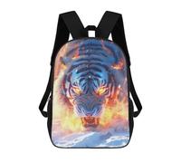 sinyumoney 17inch Flaming Tiger Snow Background Sac À Dos Scolaire Imprimé 3D Pour Enfants, Sac D'école Tendance Et Décontracté Pour Garçons, Élèves Du Primaire Et Du Collège