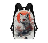 sinyumoney 17inch Fox And Red Moon Digital Art Sac À Dos Scolaire Imprimé 3D Pour Enfants, Sac D'école Tendance Et Décontracté Pour Garçons, Élèves Du Primaire Et Du Collège