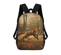 sinyumoney 17inch Fox in Autumn Forest Sac À Dos Scolaire Imprimé 3D Pour Enfants, Sac D'école Tendance Et Décontracté Pour Garçons, Élèves Du Primaire Et Du Collège