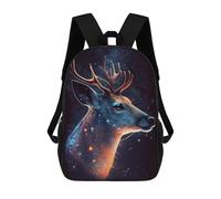 sinyumoney 17inch Galactic Deer Profile-3 Sac À Dos Scolaire Imprimé 3D Pour Enfants, Sac D'école Tendance Et Décontracté Pour Garçons, Élèves Du Primaire Et Du Collège