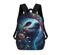 sinyumoney 17inch Galactic Sloth with Flowers-2 Sac À Dos Scolaire Imprimé 3D Pour Enfants, Sac D'école Tendance Et Décontracté Pour Garçons, Élèves Du Primaire Et Du Collège