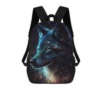 sinyumoney 17inch Galactic Wolf Portrait -14 Sac À Dos Scolaire Imprimé 3D Pour Enfants, Sac D'école Tendance Et Décontracté Pour Garçons, Élèves Du Primaire Et Du Collège