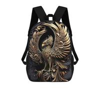 sinyumoney 17inch Golden Phoenix Wings Sac À Dos Scolaire Imprimé 3D Pour Enfants, Sac D'école Tendance Et Décontracté Pour Garçons, Élèves Du Primaire Et Du Collège