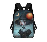 sinyumoney 17inch Halloween Witch Balloon Sac À Dos Scolaire Imprimé 3D Pour Enfants, Sac D'école Tendance Et Décontracté Pour Garçons, Élèves Du Primaire Et Du Collège
