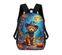 sinyumoney 17inch Halloween Witch Puppy Sac À Dos Scolaire Imprimé 3D Pour Enfants, Sac D'école Tendance Et Décontracté Pour Garçons, Élèves Du Primaire Et Du Collège