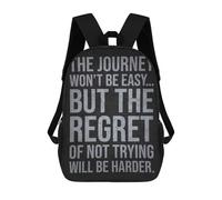 sinyumoney 17inch Hard Journey Vs Regret - Success Motivational Sac À Dos Scolaire Imprimé 3D Pour Enfants, Sac D'école Tendance Et Décontracté Pour Garçons, Élèves Du Primaire Et Du Collège