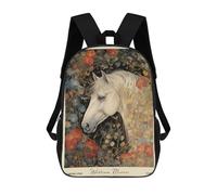 sinyumoney 17inch Horse William Morris Flowers Sac À Dos Scolaire Imprimé 3D Pour Enfants, Sac D'école Tendance Et Décontracté Pour Garçons, Élèves Du Primaire Et Du Collège