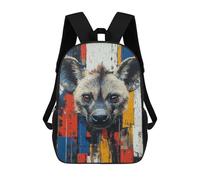 sinyumoney 17inch Hyena Portrait with Abstract Background Sac À Dos Scolaire Imprimé 3D Pour Enfants, Sac D'école Tendance Et Décontracté Pour Garçons, Élèves Du Primaire Et Du Collège