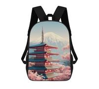 sinyumoney 17inch Japanese Pagoda with Cherry Blossoms Sac À Dos Scolaire Imprimé 3D Pour Enfants, Sac D'école Tendance Et Décontracté Pour Garçons, Élèves Du Primaire Et Du Collège