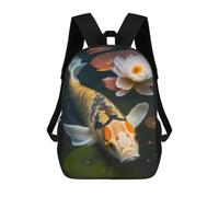 sinyumoney 17inch Koi Fish Pond Decor Sac À Dos Scolaire Imprimé 3D Pour Enfants, Sac D'école Tendance Et Décontracté Pour Garçons, Élèves Du Primaire Et Du Collège
