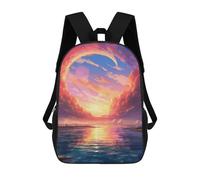 sinyumoney 17inch Magical Sunset Skyline Sac À Dos Scolaire Imprimé 3D Pour Enfants, Sac D'école Tendance Et Décontracté Pour Garçons, Élèves Du Primaire Et Du Collège