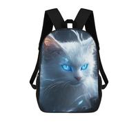 sinyumoney 17inch Magical White Cat with Glowing Eyes Sac À Dos Scolaire Imprimé 3D Pour Enfants, Sac D'école Tendance Et Décontracté Pour Garçons, Élèves Du Primaire Et Du Collège