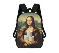 sinyumoney 17inch Monumental Mona Lisa with Toilet Paper -1 Sac À Dos Scolaire Imprimé 3D Pour Enfants, Sac D'école Tendance Et Décontracté Pour Garçons, Élèves Du Primaire Et Du Collège