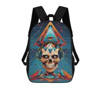 sinyumoney 17inch Music Skull Rad Minds Eye Sac À Dos Scolaire Imprimé 3D Pour Enfants, Sac D'école Tendance Et Décontracté Pour Garçons, Élèves Du Primaire Et Du Collège