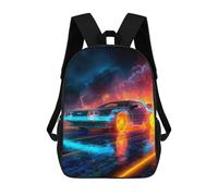 sinyumoney 17inch Neon FutureCar Sac À Dos Scolaire Imprimé 3D Pour Enfants, Sac D'école Tendance Et Décontracté Pour Garçons, Élèves Du Primaire Et Du Collège