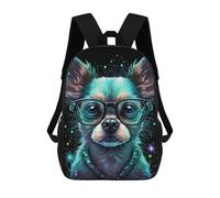 sinyumoney 17inch Neon Glasses Chihuahua Art Print Sac À Dos Scolaire Imprimé 3D Pour Enfants, Sac D'école Tendance Et Décontracté Pour Garçons, Élèves Du Primaire Et Du Collège
