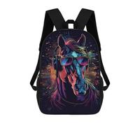 sinyumoney 17inch Neon Horse with Sunglasses Sac À Dos Scolaire Imprimé 3D Pour Enfants, Sac D'école Tendance Et Décontracté Pour Garçons, Élèves Du Primaire Et Du Collège