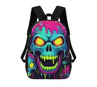 sinyumoney 17inch Neon Skull Art Print Sac À Dos Scolaire Imprimé 3D Pour Enfants, Sac D'école Tendance Et Décontracté Pour Garçons, Élèves Du Primaire Et Du Collège