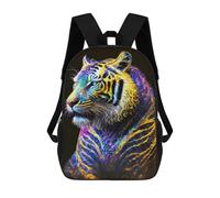 sinyumoney 17inch Neon Tiger Art Print-2 Sac À Dos Scolaire Imprimé 3D Pour Enfants, Sac D'école Tendance Et Décontracté Pour Garçons, Élèves Du Primaire Et Du Collège