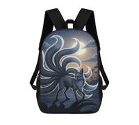 sinyumoney 17inch Nine-tailed Fox Moonlight Sac À Dos Scolaire Imprimé 3D Pour Enfants, Sac D'école Tendance Et Décontracté Pour Garçons, Élèves Du Primaire Et Du Collège