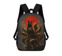 sinyumoney 17inch Nine-tailed Fox with Red Moon Sac À Dos Scolaire Imprimé 3D Pour Enfants, Sac D'école Tendance Et Décontracté Pour Garçons, Élèves Du Primaire Et Du Collège