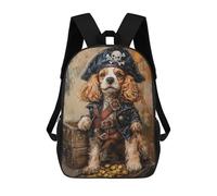 sinyumoney 17inch Pirate Dog Treasure Chest-29 Sac À Dos Scolaire Imprimé 3D Pour Enfants, Sac D'école Tendance Et Décontracté Pour Garçons, Élèves Du Primaire Et Du Collège