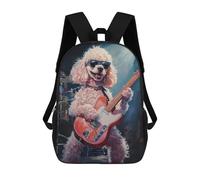 sinyumoney 17inch Poodle Playing Guitar Painting Sac À Dos Scolaire Imprimé 3D Pour Enfants, Sac D'école Tendance Et Décontracté Pour Garçons, Élèves Du Primaire Et Du Collège