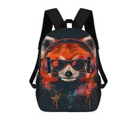 sinyumoney 17inch Red Panda with Headphones Sac À Dos Scolaire Imprimé 3D Pour Enfants, Sac D'école Tendance Et Décontracté Pour Garçons, Élèves Du Primaire Et Du Collège