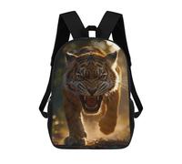 sinyumoney 17inch Roaring Tiger Approaching Sac À Dos Scolaire Imprimé 3D Pour Enfants, Sac D'école Tendance Et Décontracté Pour Garçons, Élèves Du Primaire Et Du Collège