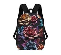 sinyumoney 17inch Rose Colorful 3d Sac À Dos Scolaire Imprimé 3D Pour Enfants, Sac D'école Tendance Et Décontracté Pour Garçons, Élèves Du Primaire Et Du Collège