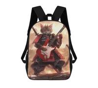 sinyumoney 17inch Samurai Cat Rock Star Sac À Dos Scolaire Imprimé 3D Pour Enfants, Sac D'école Tendance Et Décontracté Pour Garçons, Élèves Du Primaire Et Du Collège