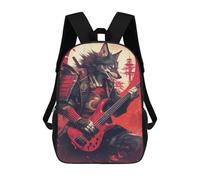 sinyumoney 17inch Samurai Wolf Bassist Sac À Dos Scolaire Imprimé 3D Pour Enfants, Sac D'école Tendance Et Décontracté Pour Garçons, Élèves Du Primaire Et Du Collège