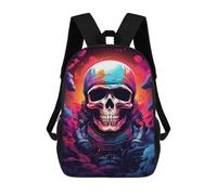 sinyumoney 17inch Space Skull Art Print -3 Sac À Dos Scolaire Imprimé 3D Pour Enfants, Sac D'école Tendance Et Décontracté Pour Garçons, Élèves Du Primaire Et Du Collège