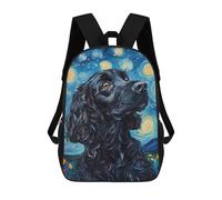 sinyumoney 17inch Starry Night Cocker Spaniel Art Print Sac À Dos Scolaire Imprimé 3D Pour Enfants, Sac D'école Tendance Et Décontracté Pour Garçons, Élèves Du Primaire Et Du Collège