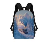 sinyumoney 17inch Steam Train Winter Landscape Sac À Dos Scolaire Imprimé 3D Pour Enfants, Sac D'école Tendance Et Décontracté Pour Garçons, Élèves Du Primaire Et Du Collège
