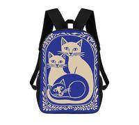 sinyumoney 17inch Three Cats in Floral Frame Sac À Dos Scolaire Imprimé 3D Pour Enfants, Sac D'école Tendance Et Décontracté Pour Garçons, Élèves Du Primaire Et Du Collège