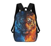 sinyumoney 17inch Tiger Fire And Ice Art Print Sac À Dos Scolaire Imprimé 3D Pour Enfants, Sac D'école Tendance Et Décontracté Pour Garçons, Élèves Du Primaire Et Du Collège