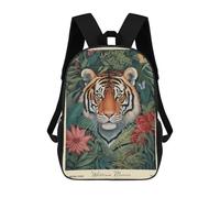 sinyumoney 17inch Tiger William Morris Floral Sac À Dos Scolaire Imprimé 3D Pour Enfants, Sac D'école Tendance Et Décontracté Pour Garçons, Élèves Du Primaire Et Du Collège