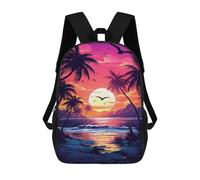 sinyumoney 17inch Tropical Sunset Beach Scene-1 Sac À Dos Scolaire Imprimé 3D Pour Enfants, Sac D'école Tendance Et Décontracté Pour Garçons, Élèves Du Primaire Et Du Collège