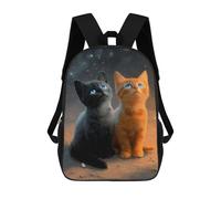 sinyumoney 17inch Two Cats in Space Sac À Dos Scolaire Imprimé 3D Pour Enfants, Sac D'école Tendance Et Décontracté Pour Garçons, Élèves Du Primaire Et Du Collège