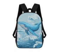 sinyumoney 17inch Whale Ocean Waves Art Print Sac À Dos Scolaire Imprimé 3D Pour Enfants, Sac D'école Tendance Et Décontracté Pour Garçons, Élèves Du Primaire Et Du Collège