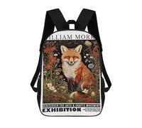 sinyumoney 17inch William Morris Fox Art Sac À Dos Scolaire Imprimé 3D Pour Enfants, Sac D'école Tendance Et Décontracté Pour Garçons, Élèves Du Primaire Et Du Collège
